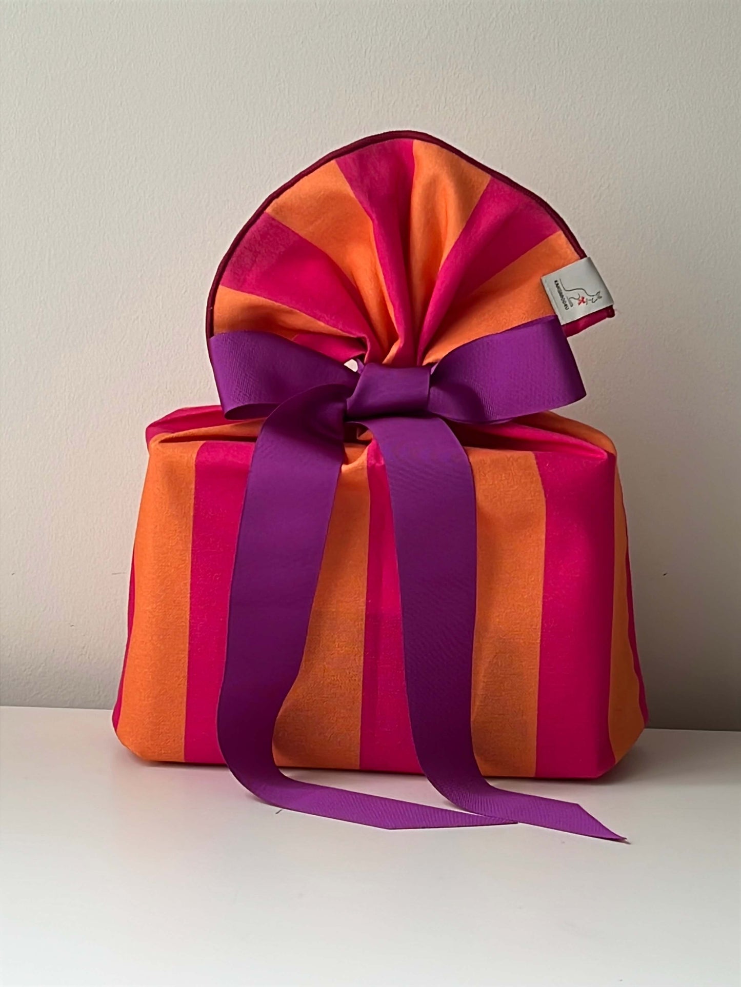 Color Pop Kollektion – Geschenkbeutel Pink-Orange gestreift