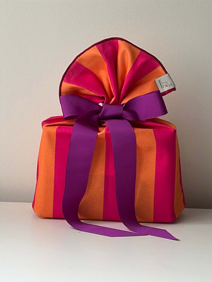 Color Pop Kollektion – Geschenkbeutel Pink-Orange gestreift